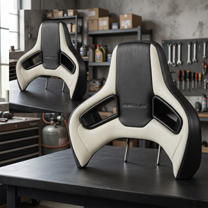 Appuie-tête de voiture sport blanc en cuir PU Orifix personnalisable SSCUS avec mousse ergonomique moulée à froid - Product Image 1