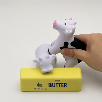 Jouet Squishy en Mousse PU à Remontée Lente, Forme de Vache Mignonne, Jouet Anti-Stress Doux, Jouet de Décompression Fidget pour Enfants et Adultes
