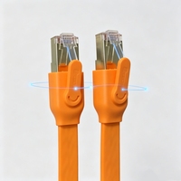 Kabel Patch Cord Jaringan Flat CAT7 DTECH DT-LCF7005F-O 28AWG Konektor Rj45 Kabel Komunikasi F/FTP