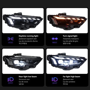 Fari LED Stile RS3 6000K per <span class=keywords><strong>Audi</strong></span> <span class=keywords><strong>A3</strong></span> 2013-2020, DRL Plug-and-Play con Indicatore di Direzione Sequenziale Blu - Product Image 4