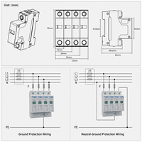 Parafoudre photovoltaïque T2 SPD AC 800V 20kA~60kA 1/2/3/4 pôles pour systèmes électriques triphasés