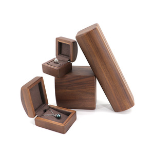 Cajas de Joyería de Madera de Alta Calidad, Caja de Joyería de Nogal de Doble Color, Caja de Joyería Simple con Ángulo Recto y Arco, Suministro de Fábrica - Product Image 2