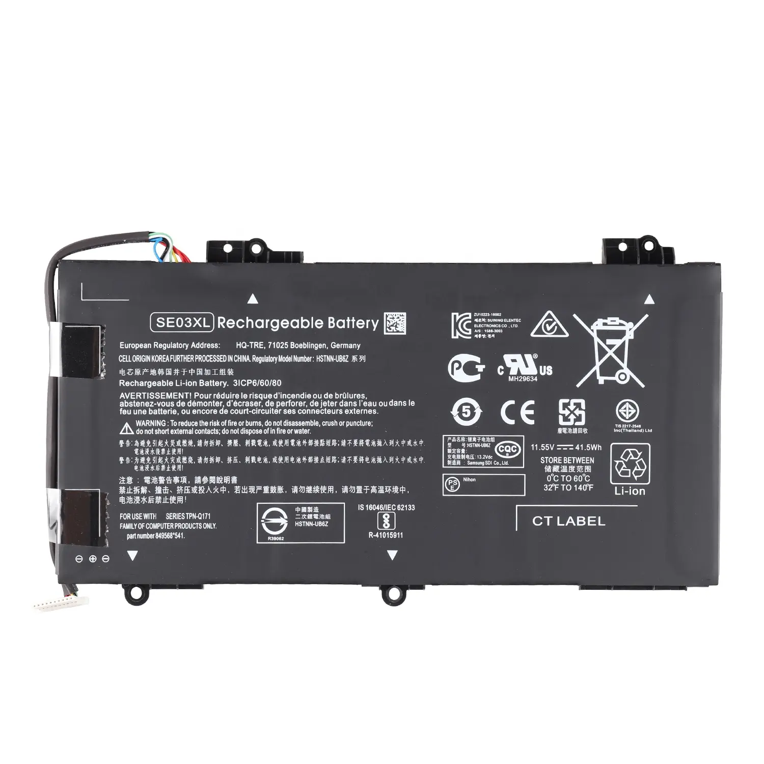 SE03XL แบตเตอรี่ลิเธียม Li-ion 41.5W 11.55V แบบชาร์จไฟได้สำหรับ HP Pavilion 14-AL100ใหม่ในสต๊อกแล็ปท็อปรุ่น849568-421