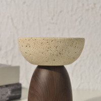 Luxuriöse Natürliche Marmor-Beige-Stein Obstschale Beige Travertin Dekor Küchen-Tischgeschirr