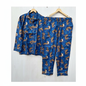 Conjunto de pijamas de algodón puro con estampado de animales florales, ropa de dormir de algodón indio suave para mujer, regalo perfecto de primavera para ella - Product Image 1