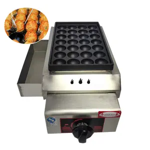Ticari gaz toptan yapışmaz aperatif Fishball fırın Takoyaki plaka ızgara balık topu makinesi