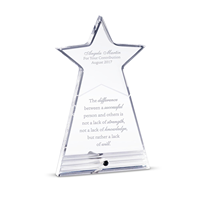 Trophée acrylique de prix de conception d'étoile personnalisée