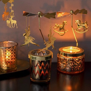 Portacandele Girevole in Metallo Personalizzato per Tea Light, Regalo <span class=keywords><strong>di</strong></span> Natale e Matrimonio, Supporto Rotante per Candele - Product Image 1