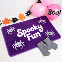 Tapis Tufté Rectangulaire Moderne Personnalisé pour Chambre d'Enfant ou Dortoir, Décoration d'Halloween, Flocage Antidérapant, Fabriqué à la Machine