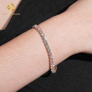 ZUANFA JEWELRY 4mm Round Brilliant Cut Lab Grown Diamond Tennis Bracelet Gold Plated Jewelry Luxury 925 Bracelet - Product Image 1