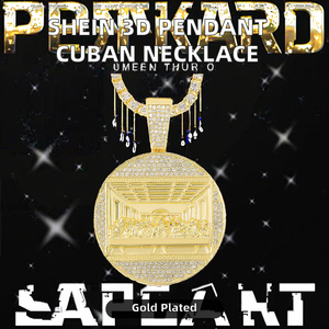 Pour <span class=keywords><strong>SHEIN</strong></span> 3D pendentif losange cubain chaîne <span class=keywords><strong>collier</strong></span> vente chaude Hip-Hop Style or alliage Zircon <span class=keywords><strong>perle</strong></span> pour enfants transfrontalier - Product Image 2