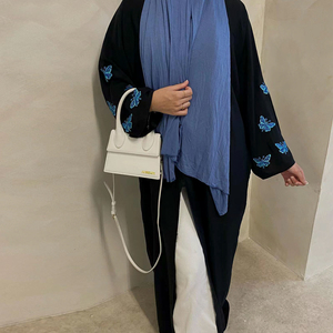 Nuevos vestidos Abaya abiertos para mujer de Oriente Medio, cárdigan caftán bordado con mariposa, ropa islámica, Nida musulmana de moda - Product Image 4