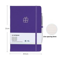 Carnet A5 à couverture rigide avec sangle, journal ligné épais, carnet coloré pour étudiants, journal d'écriture professionnel