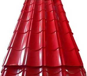 Tôle de toiture en acier ondulé avec revêtement de couleur personnalisé, panneau trapézoïdal galvanisé PPGI, <span class=keywords><strong>plaque</strong></span> de toiture imperméable et ignifuge - Product Image 2