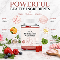 Gummies pour cheveux, peau et ongles à marque privée avec biotine, collagène et vitamines – Complément de beauté végétalien OEM/ODM