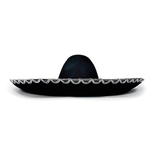 Chapeau de fête unisexe pour adulte en feutre 100% coton à bord argenté et large, accessoire de performance pour costume mexicain du Jour des Morts, toutes saisons, en stock - Product Image 5