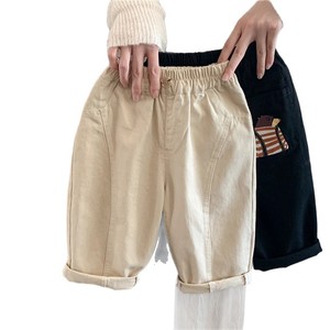 Boys' Cartoon Trousers Straight Leg Cotton Pants For Spring Autumn Casual Wear Off White Black Grayish White NT1182 - Product Image 3