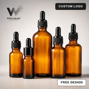 Amber <b>Dropper</b> <b>Bottle</b> Full Size Set 5ml to 100ml Matching Series Starter Kit Skincare Brand Product Line Bundle Wholesale Factory - Product Image 1