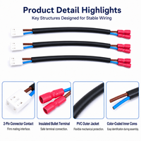 Câble de Faisceau de Câblage à 2 Broches en Cuivre Étamé avec Bornes Bullet, Gaine PTFE/PVC, Cœurs Intérieurs Codés par Couleur, Connexion Stable