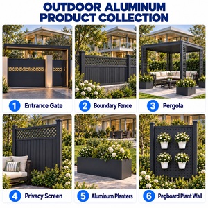 Solution complète <span class=keywords><strong>en</strong></span> aluminium pour villas : Ensemble de <span class=keywords><strong>portail</strong></span> éclairé, clôture, pergola, écran d'intimité, jardinières et mur végétal <span class=keywords><strong>en</strong></span> panneaux perforés - Product Image 2