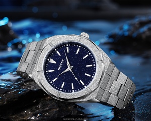 Orologio smerigliato da uomo con quadrante antipolvere a stella in acciaio inossidabile con sabbiatura da 42MM di marca - Product Image 3