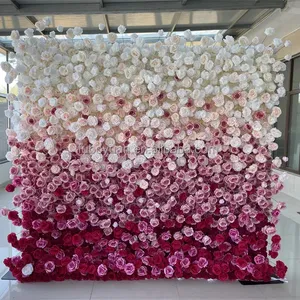 SZ alta qualità blush rosa bordeaux artificiale muro di fiori di seta 5D sfondo pannello ombre muro di fiori per matrimonio decorazione di compleanno