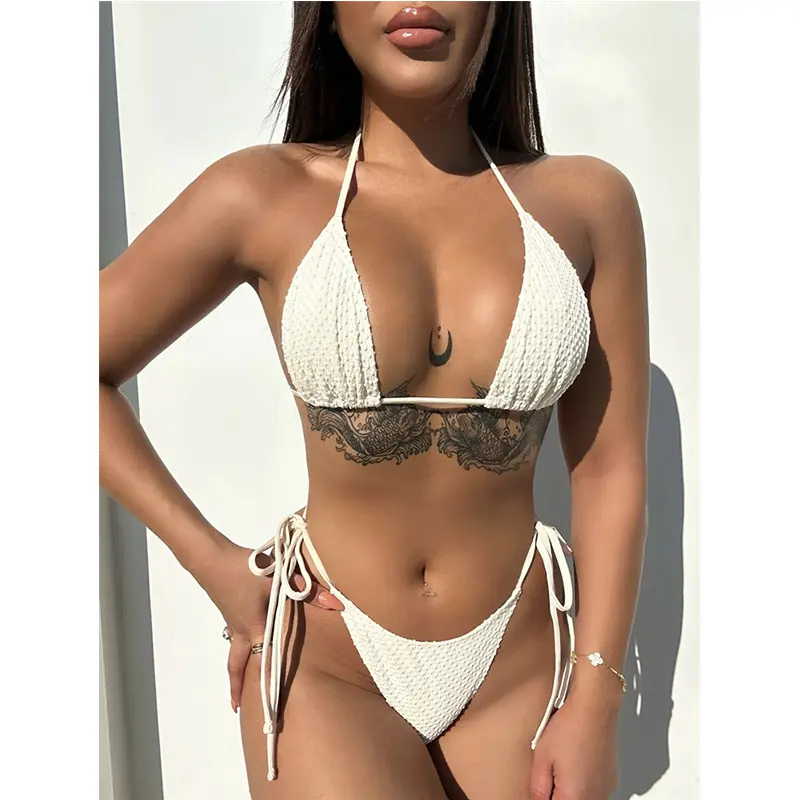 Bikini brasileño de tela para mujer, traje de baño de dos piezas, Micro, ropa de playa, verano, 2023
