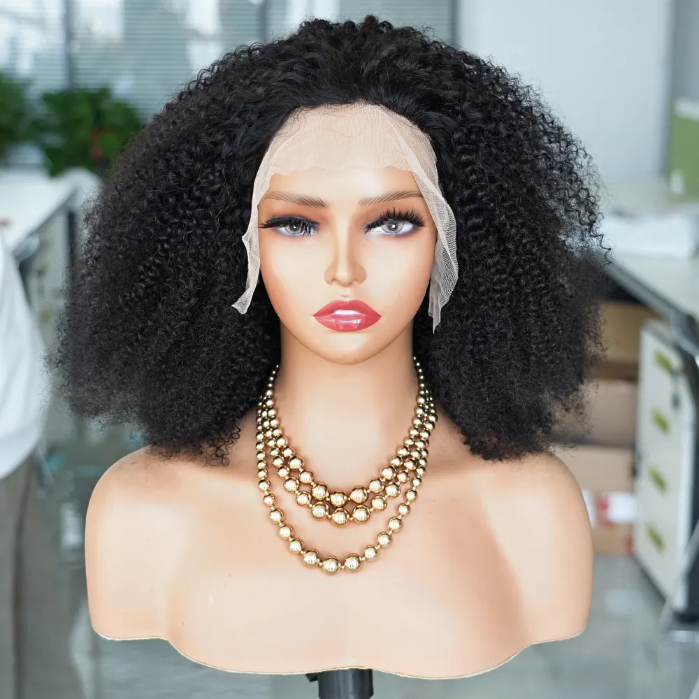 Großhandel Afro Kinky Curly brasilia nische Jungfrau Haar kurze Bob Perücken Echthaar 13x4 Full Lace Front Echthaar Perücken für schwarze Frauen