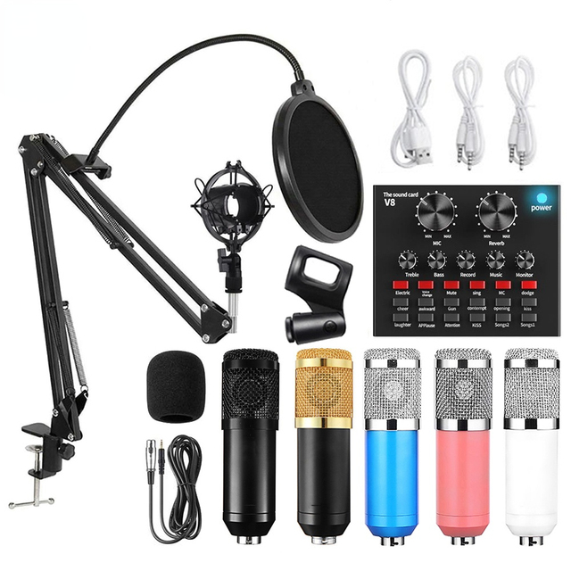 Podcast Equipment Bundle Live Sound Card Audio Interface for Laptop Computer Vlog Living Broadcast Live Streaming YouTube TikTok