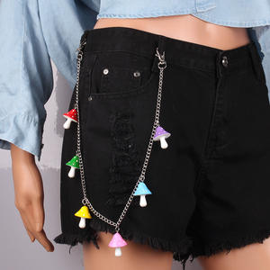 Cadena de cintura con forma de hongo para mujer, colgante acrílico colorido, accesorio de moda, pantalones cortos de mezclilla negros, cadena decorativa, joyería - Product Image 2