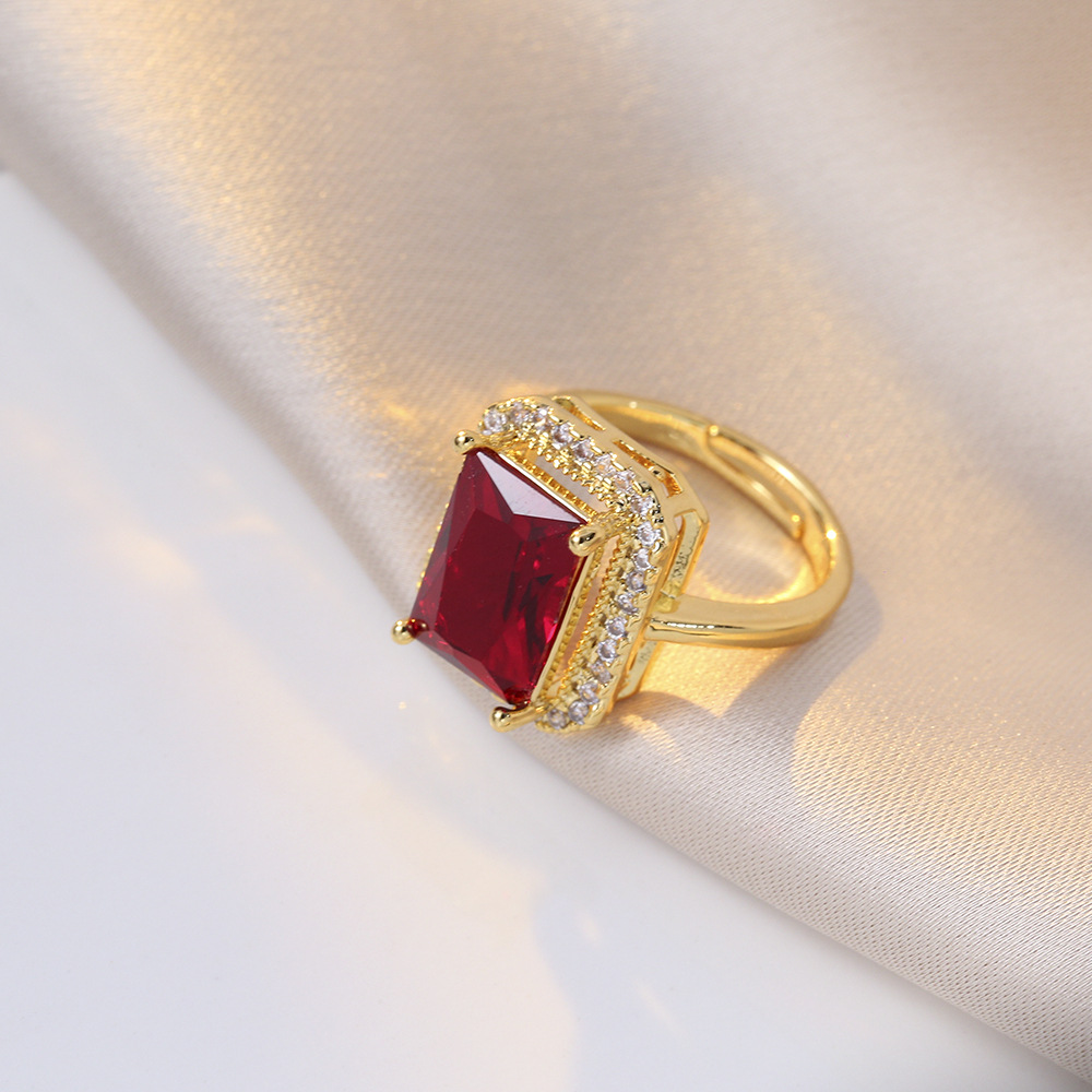 jewelry set 18k gold red ruby heart