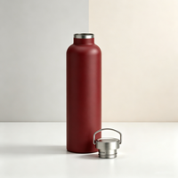 Botol air olahraga, Tumbler terisolasi dinding ganda, botol air olahraga Stainless Steel 1000ML/34OZ, tutup portabel, botol vakum mulut Tengah