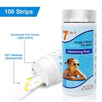 Bandelettes de test de piscine 7 en 1, 100 unités, kit professionnel de test de la qualité de l'eau pour le chlore, l'alcalinité, la dureté, l'acide cyanurique, le brome