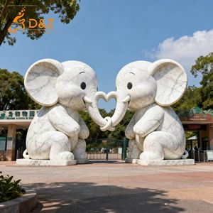 D&Z Art Group - Estatua de <span class=keywords><strong>Pareja</strong></span> de Elefantes Enamorados de Mármol Personalizada, Escultura Moderna de Elefantes Enamorados <span class=keywords><strong>con</strong></span> Corazón de Mármol para Decoración de Jardín - Product Image 5