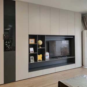 Wooden Panel Wall Unit Tv Storage <b>Cabinet</b> Modern Design <b>Hall</b> Tv Tv Wall Units Designs in Living Room - Product Image 1