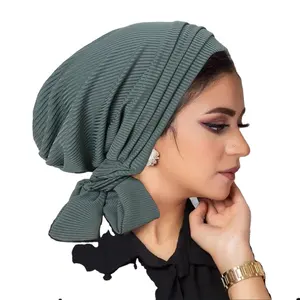 ZiFeng OEM New Arrival Auto Gele Aso Oke Headties Solid Color Thread Muslim Hijab Turban Autogele Head Wraps Durag