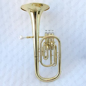 Trompa <span class=keywords><strong>Tenor</strong></span> Lacada en Oro de Alta Calidad, Instrumentos Musicales de Latón al por Mayor, Trompa Alto Estilo Marca Famosa con Tono Mi Bemol - Product Image 3