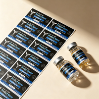 Étiquettes adhésives personnalisées en vinyle PVC imprimées au laser holographique argenté pour boîtes assorties, flacons de peptides 3ml/5ml/10ml – Promotion