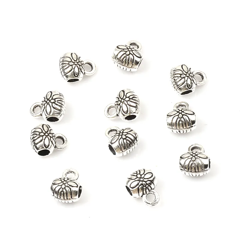 30pcs/lot 6x8mm Small Tibetan Silver Beads Connectors Charms Spacer Metal Beads for DIY Jewelry Making Bracelet Accessories