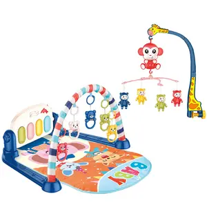 Conjunto infantil 2 em 1 pedal de fitness, piano, jogo, esteira de ginásio, brinquedo, chocalho, rotação, giro, pendurado, berço, música móvel, cama do bebê, brinquedos