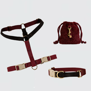 Ensemble de harnais pour chien en coton de luxe réglable en forme de Y, couleur personnalisée, avec sac en polaire Sherpa, collier et laisse de luxe pour chien - Product Image 2