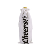 Sac à vin en lin simple avec cordon de serrage, housse de bouteille de vin en toile de jute, impression de logo personnalisée disponible