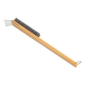 Cepillo de limpieza para piedra de pizza con mango de madera, cerdas de alambre de acero y raspador, limpiador de rejillas de horno antideslizante 43.1x5.08x7.6cm - Product Image 5
