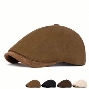 Nouvelle Collection Automne Hiver – Béret Rétro Style Japonais pour Hommes et Femmes, en Velours Côtelé avec Visière en Daim, Modèle Ivy - Product Image 2