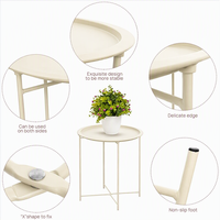 Table d'appoint ronde pliable en métal avec plateau amovible, design nordique moderne