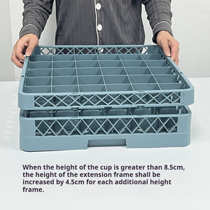 Supports de lave-vaisselle en polypropylène PP à 9, 16, 20 ou 25 compartiments, porte-verres à vin en plastique avec extension - Product Image 5