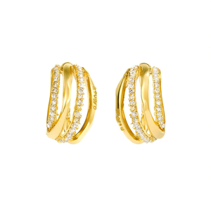 Orecchini E4051 in Oro Giallo con Diamanti Taglio Brillante Rotondo Colore G Diamanti Naturali Lusso Femminile per Uso Quotidiano - Product Image 1