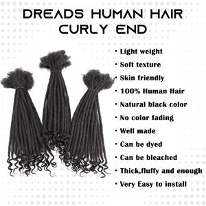 Vast Source Factory Serrures pour femmes <span class=keywords><strong>Dreads</strong></span> Extensions Cheveux humains Loc Extensions avec extrémités bouclées - Product Image 6