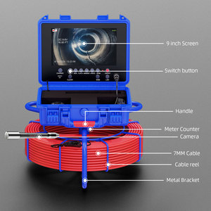 Caméra d'inspection industrielle de 60 m pour tuyaux, écran IPS 9 pouces 1080P, caméra d'égout avec localisateur 512 Hz, compteur de mètres, auto-nivelante, en fibre de verre - Product Image 2
