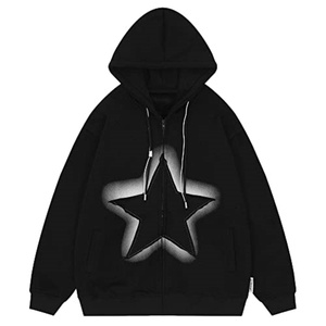 เสื้อฮู้ดดี้พิมพ์ลายดาวทรงโอเวอร์ไซส์ ปักลาย 3 มิติ สไตล์สตรีทแวร์ลำลองสำหรับฤดูใบไม้ร่วง - Product Image 1